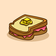 cartoon illustration of toast with jam in the middle