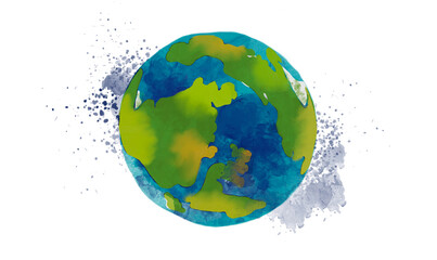 watercolor, world, map, drawn, hand, ink, paint, global, save, vector, galaxy, brush, texture, peace, isolated, nature, art, illustration, planet, earth, golbe, 
