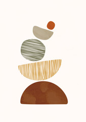 Modern abstract boho poster. Earth tones organic shapes. Contemporary design for poster, banner,greeting card, flyer, social media post, story. Minimalist mid century style vector Illustration.