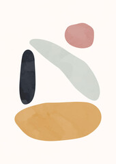 Boho poster with abstract shapes and lines. Contemporary minimalist art. contemporary wall decor. contemporary wall decor. Collection of modern minimalist abstract aesthetic illustrations.