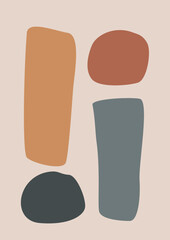Modern abstract boho poster. Earth tones organic shapes. Contemporary design for poster, banner,greeting card, flyer, social media post, story. Minimalist mid century style vector Illustration.