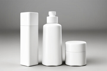 Clean White Cosmetic Bottle Packaging Mockup, Generative AI