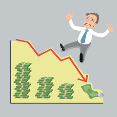 Businessman in financial crisis with no money,Financial banking crisis, Vector illustration