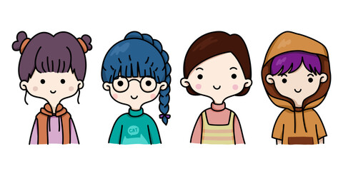 Cartoon cute happy feel boy and girl collection