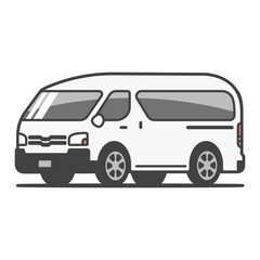 廉価版・樹脂バンパーのハイルーフ商用車・ワンボックス・バンのイラスト　工事現場・引っ越し・コミューター
