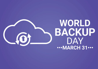 World Backup Day concept with cloud and arrows on a blue background. Vector illustration