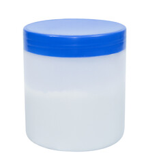 white plastic cans isolated