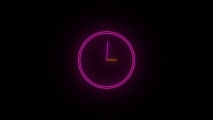 Neon clock icon .