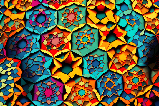 Colorful arabesque pattern made with Generative AI