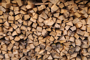 Laying chopped wood for the stove