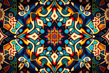 Colorful arabesque pattern made with Generative AI