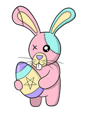 Pastel Goth Easter Bunny Cartoon