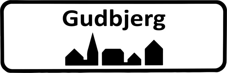 City sign of Gudbjerg - Gudbjerg Byskilt