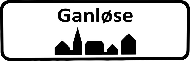 City sign of Ganløse - Ganløse Byskilt