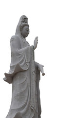 Fototapeta na wymiar Guanyin statue.Guanyin statue made of jade.white statue isolated on white background.