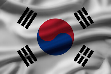 Waving of Fabric South Korea flag.