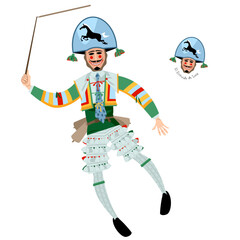 Carnival character (peliqueiros)of Carnival of Laza (El Entroido de Laza).Traditional festival that takes place during the days before Ash Wednesday in the village of Laza (Orense) Spain. 