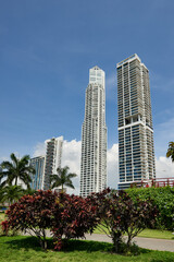 Fototapeta na wymiar Skyscrapers in the Panama City, Panama, Central America.