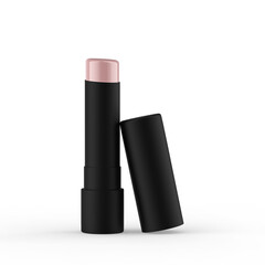 Obraz premium black lip balm open bottle front view isolated transparent