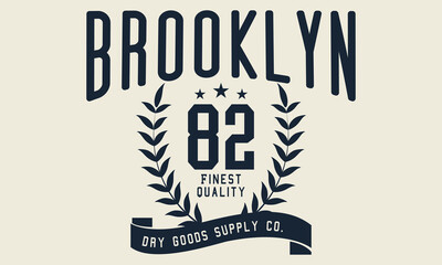 Vintage college varsity Brooklyn city 82 slogan print for graphic tee t shirt or sweatshirt - Vector - obrazy, fototapety, plakaty