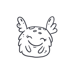 Cute cartoon monster on white background.Icon monster.Alien.Coloring.Doodle.