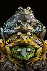 Fototapeta premium A bright assorted stack of swamp frogs