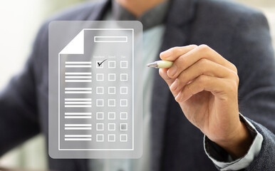 Customer satisfaction survey  with man choose satisfaction in service