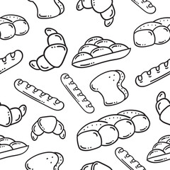 hand drawn bakery seamless pattern