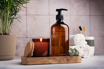 Eco friendly and spa concept. Cosmetic products for bath, relax, bodycare and healthcare