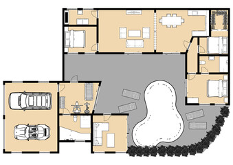 Single Level Floor Plan Ideas. Floor plan. Floorplanner.