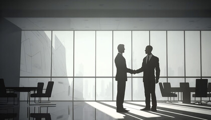 Fototapeta na wymiar business people shake hands, presentation template, business background