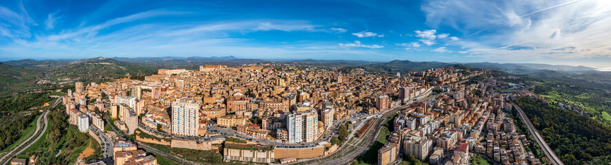 Naklejka premium Stunning aerial panorama to a city named Agrigento located in Sicily, Italy