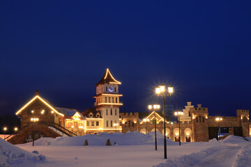 Carousel and fairy-tale castle on the territory of the country resort Okskaya Zhemchuzhina