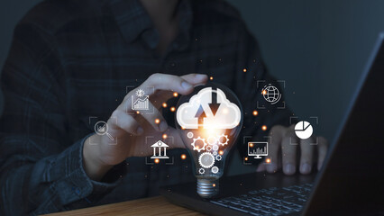digital link technology Big data connects the global internet for business and digital marketing. finance and banking