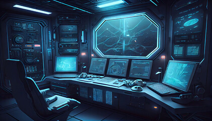 Obraz premium Desk computer desk designed for gamers. Built for Creativity: Business Room for Gaming and Streaming Generative AI