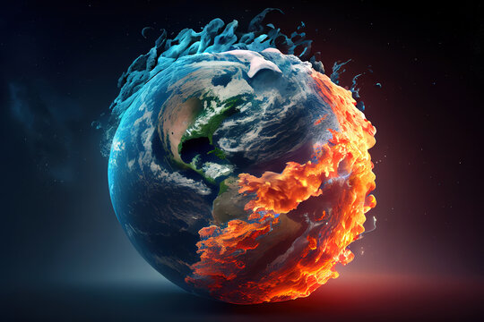 Climate change and global warming effect this element finished by nasa 3d illustration rendering. Generative Ai