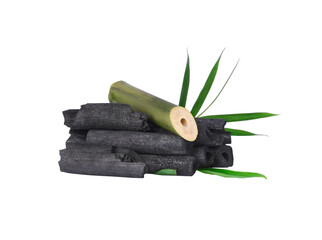 Natural bamboo charcoal isolated on transparent png
