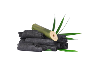 Natural bamboo charcoal isolated on transparent png