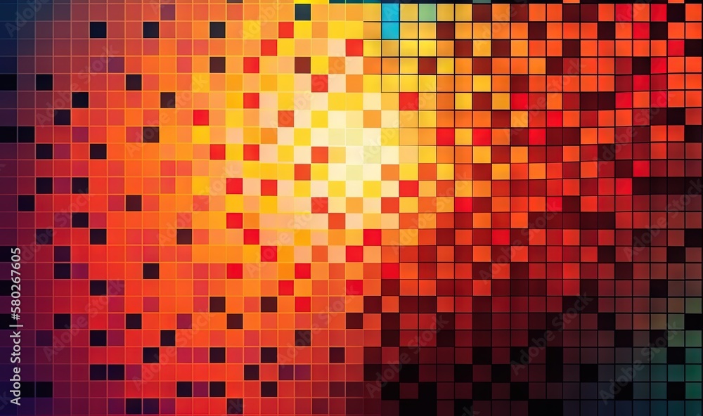 Poster a colorful background with squares of different sizes and colors in the center of the image is a bri