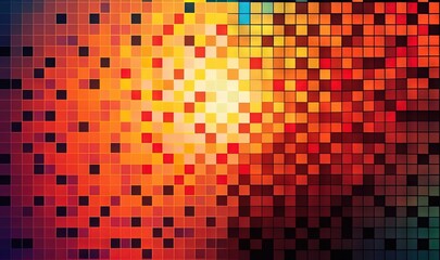  a colorful background with squares of different sizes and colors in the center of the image is a bright orange, yellow, and blue hue.  generative ai