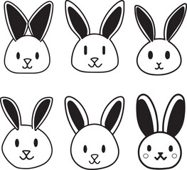 Cartoon Bunny head set icon, Vector illustration, SVG