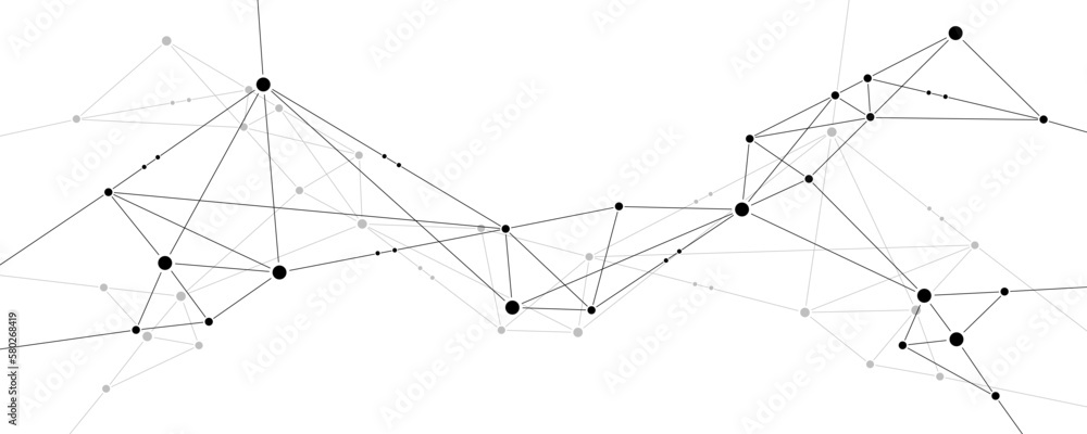 Poster Polygon network technology connect lines and dots background template.