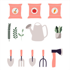 Collection of garden tools, vector illustration