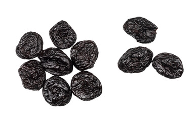 Prune isolated on white background, top view