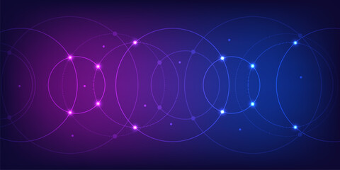 Abstract geometric background with plexus circles. Vector illustration of minimalistic design © Kingline