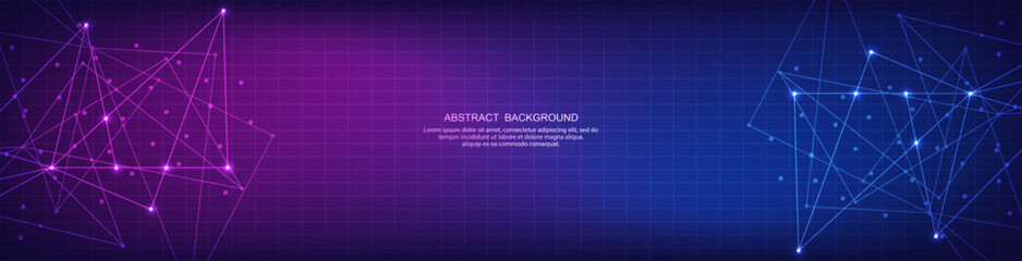 Digital technology background of global network connection and communication with connecting the dots and lines for banner design or header