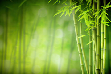 Green bamboo background fresh leaves on tree as nature ecology and environment concept. Generative Ai