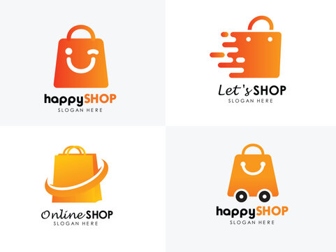 Shopping store logo design vector