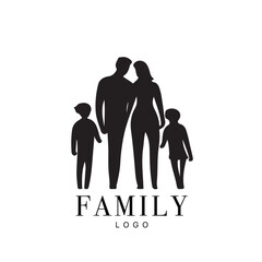 Family Flat Icon Black and White Vector Graphic. Good for logo design