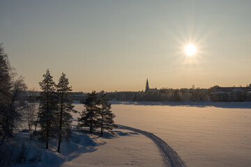 View of Rovaniemi, Finland, in the winter